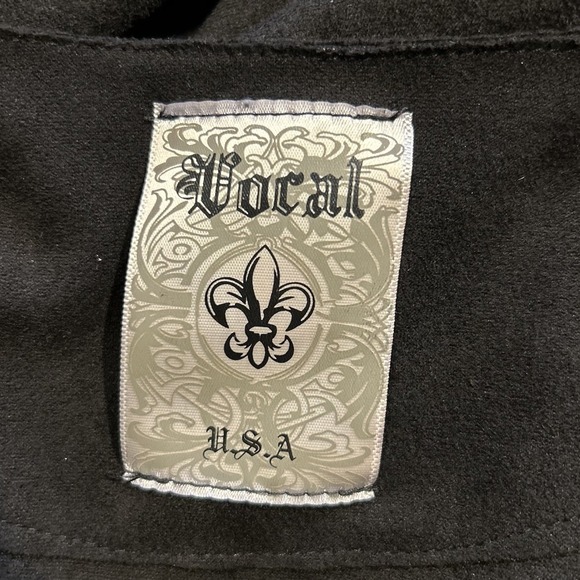 Vocal Fringe Vest Womens M Black Western Boho Goth Emo Eyelet Detail Festival - Picture 3 of 4